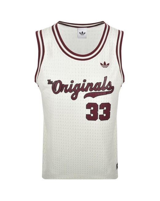 Adidas Originals Gray Basketball Jersey Vest Ivory for men