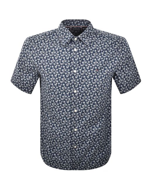 Tommy Hilfiger Blue Flex Poplin Palm Print Shirt for men