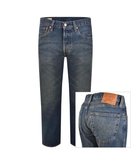 Levi's Blue 501 Original Fit Mid Wash Jeans for men