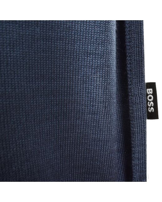 BOSS BUSINESS Blue Boss Lancione Merino Wool Knit Polo for men
