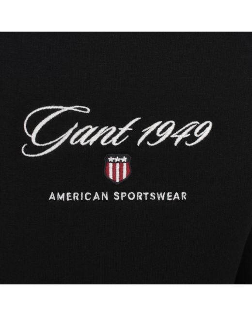 Gant Black Graphic Half Zip Sweatshirt for men