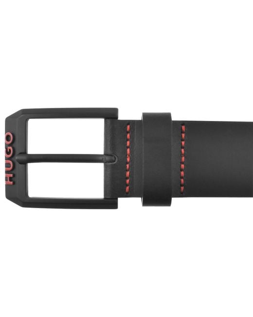 HUGO Black Gelio Leather Belt for men