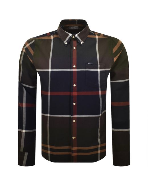 Barbour Black Long Sleeved Dunnon Check Shirt for men