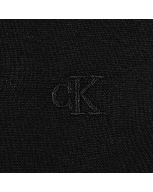 Calvin Klein Black Short Sleeve Linen Shirt for men