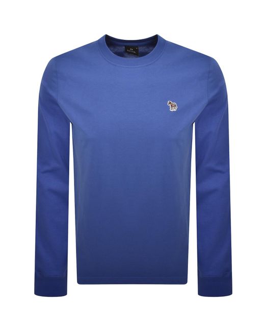 Paul Smith Blue Long Sleeve Zebra T Shirt for men
