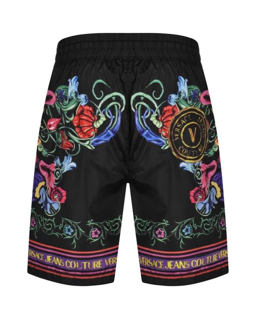 Versace Gray Couture Garden Print Shorts for men