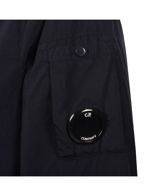 C P Company Blue Cp Company Zipped Lens Overshirt Eclipse for men