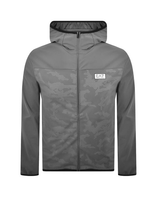EA7 Gray Emporio Armani Full Zip Hoodie for men