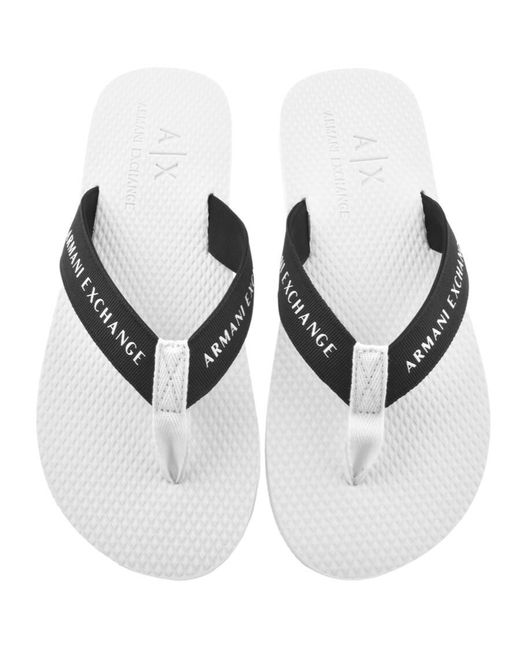 Armani Exchange White Logo Flip Flops for men