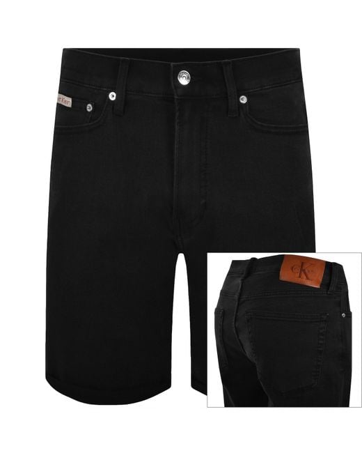 Calvin Klein Black Jeans Slim Fit Denim Shorts for men