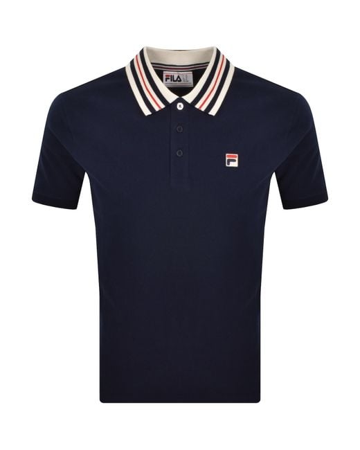 Fila Blue Fila Achille Heritage Tape Polo T Shirt for men