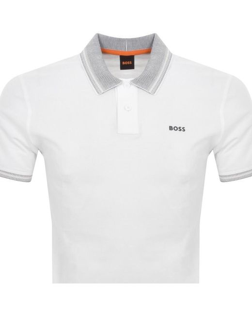 Boss White Boss Pe Glitch Knit Polo T Shirt for men