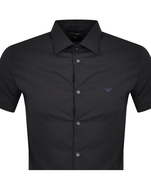 Armani Black Emporio Short Sleeved Slim Fit Shirt for men