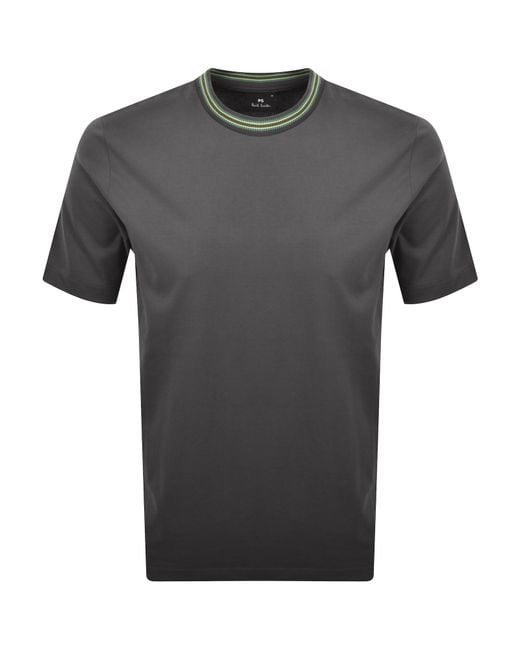 Paul Smith Gray Striped Regular Fit T Shirt for men