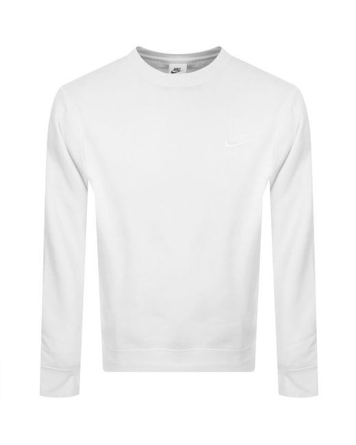 Nike White Crew Neck Club Sweatshirt for men