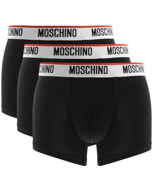 Moschino Black Underwear Three Pack Trunks for men