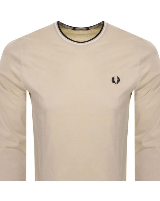 Fred Perry Natural Twin Tipped Long Sleeved T Shirt for men