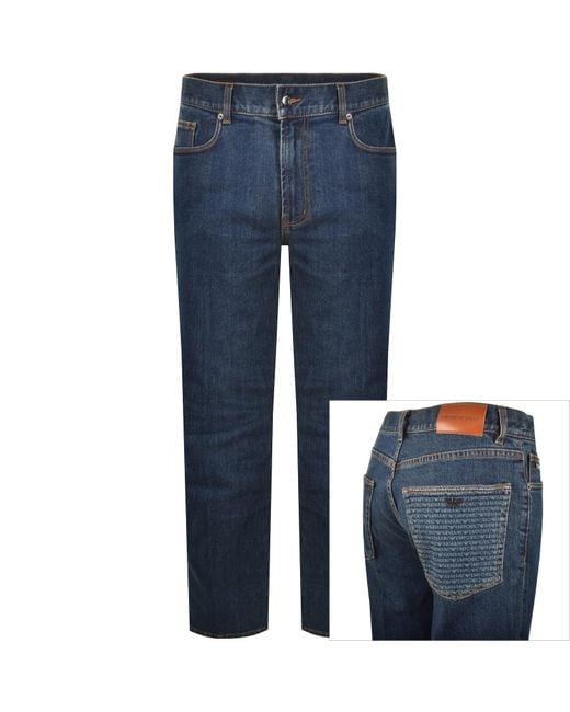 Armani Blue Emporio J76 Straight Fit Jeans Denim for men