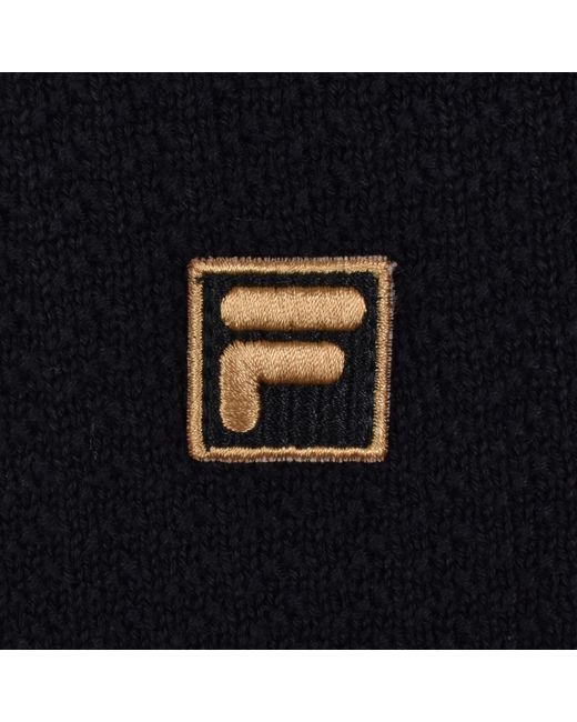 Fila Black Fila Sander Textured Knit Polo T Shirt for men