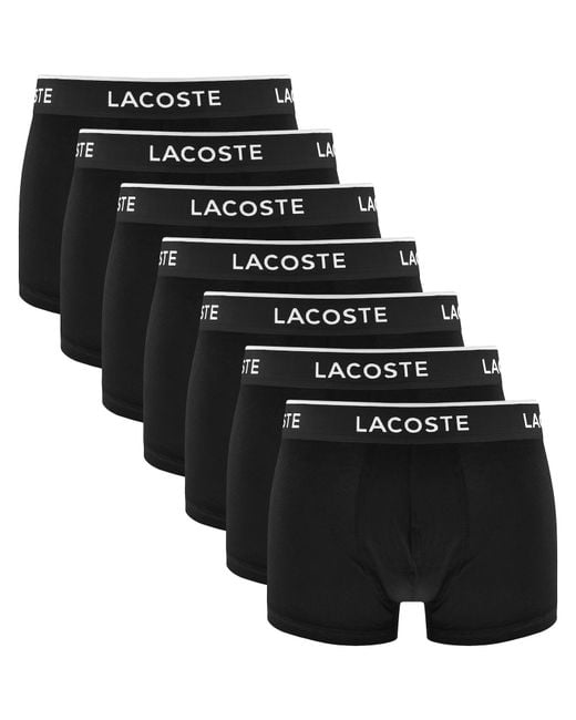 Lacoste Black Underwear 7 Pack Trunks for men