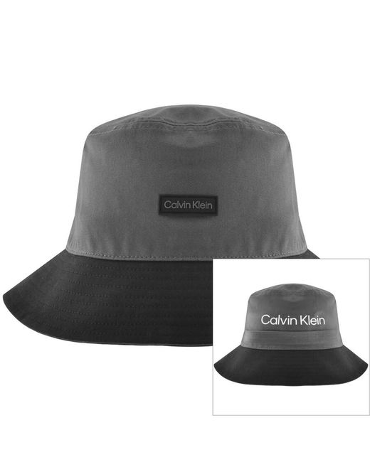 Calvin Klein Gray Logo Bucket Hat for men