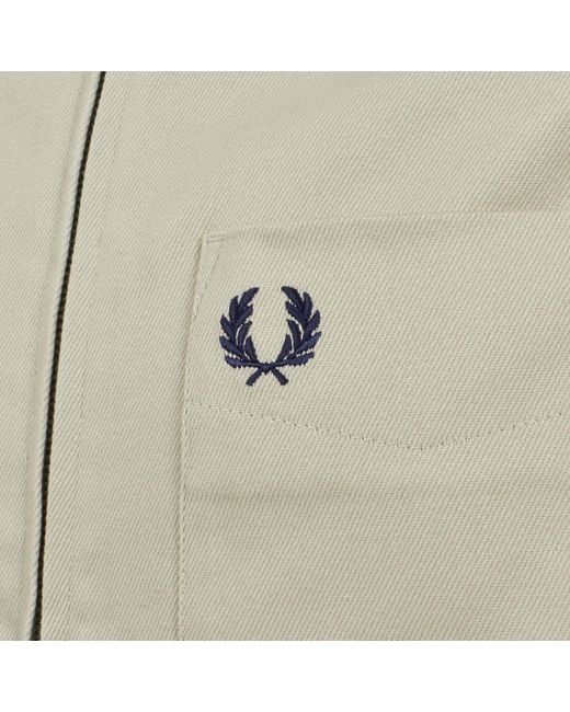 Fred Perry Natural Twill Zip Overshirt Light Oyster for men