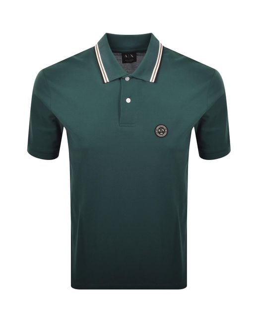 ARMANI EXCHANGE Green Tipped Polo T Shirt for men