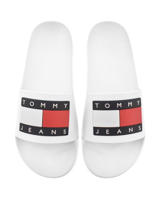 Tommy Hilfiger White Logo Pool Sliders for men