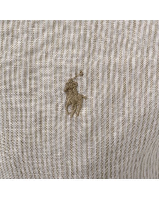 Ralph Lauren Gray Striped Linen Shirt for men