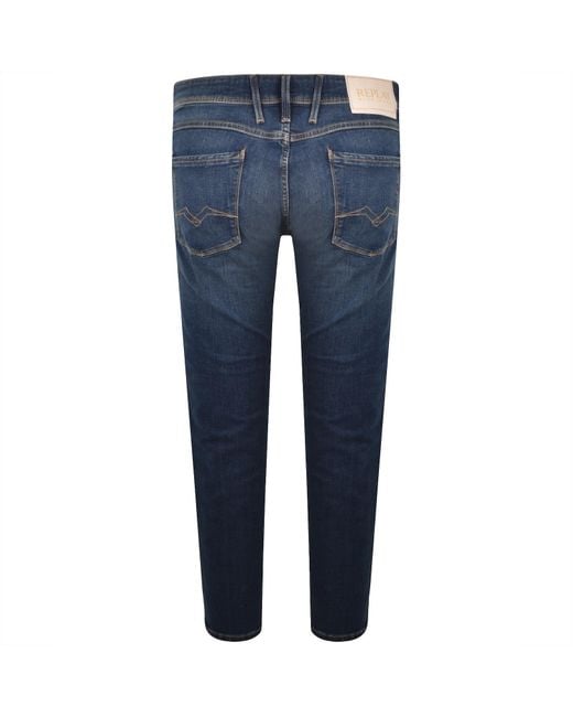 Replay Blue Anbass Slim Fit Jeans Mid Wash for men