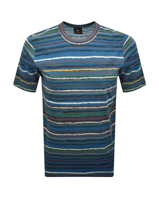 Paul Smith Blue Striped T Shirt for men
