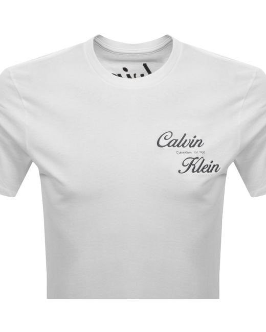 Calvin Klein White Jeans Logo T Shirt for men