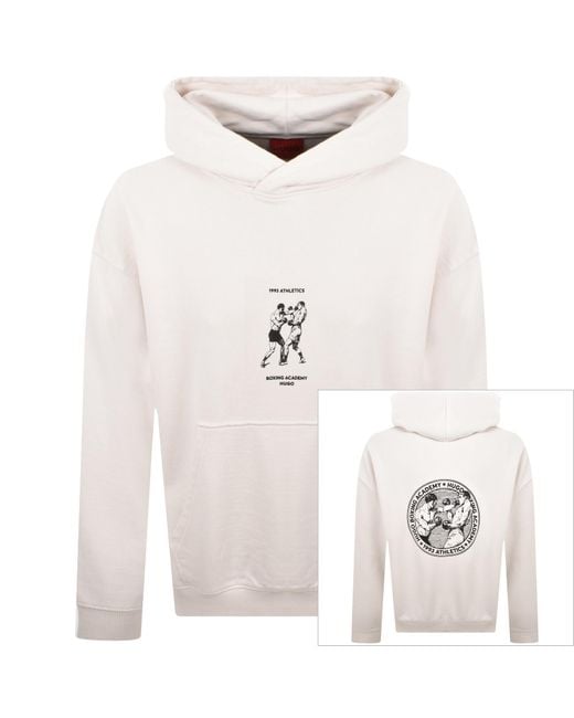 HUGO White Duwrestie Hoodie for men