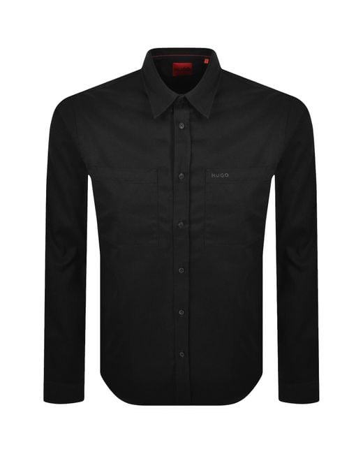 HUGO Black Long Sleeved Egrin Shirt for men