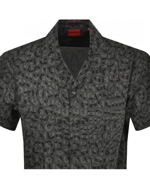 HUGO Black Short Sleeved Egeeno Shirt for men