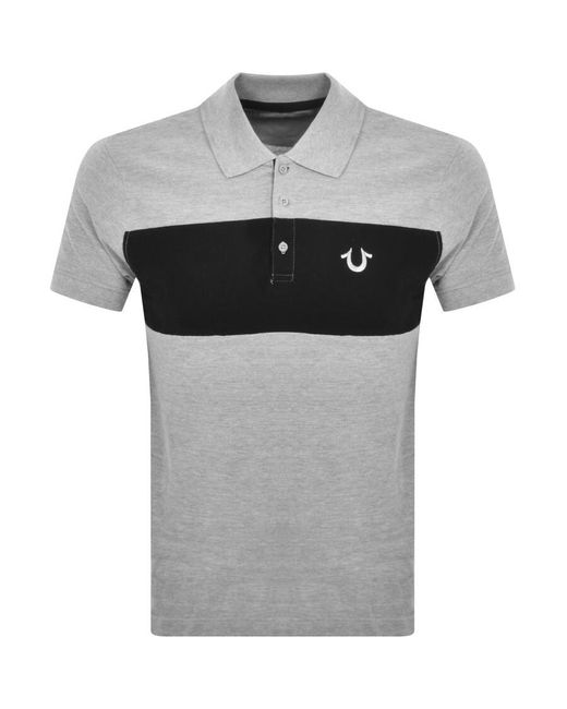 True Religion Gray Colour Block Polo T Shirt for men