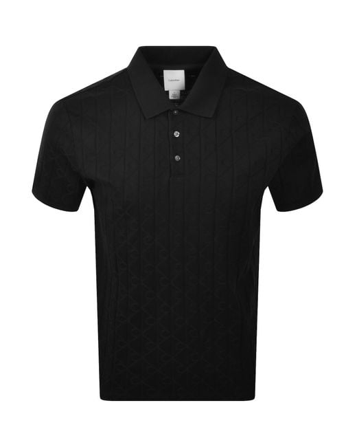 Calvin Klein Black Mercerized Emblem Polo T Shirt for men