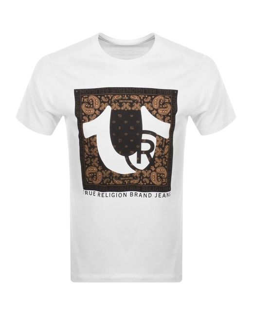 True Religion White Paisley Logo T Shirt for men