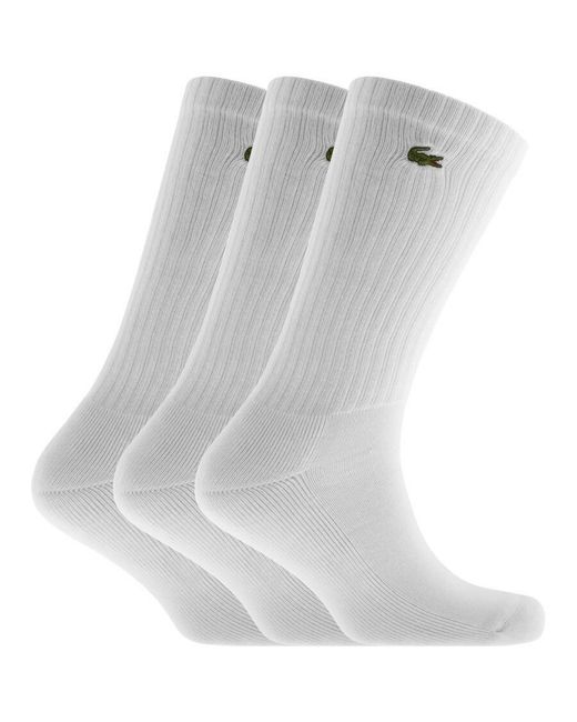 Lacoste Gray Sport Logo Triple Pack Socks for men