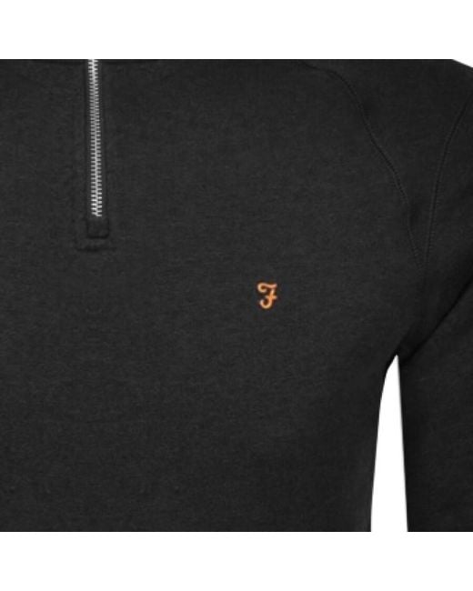 Farah Black Farah Jim Quarter Zip Sweatshirt for men