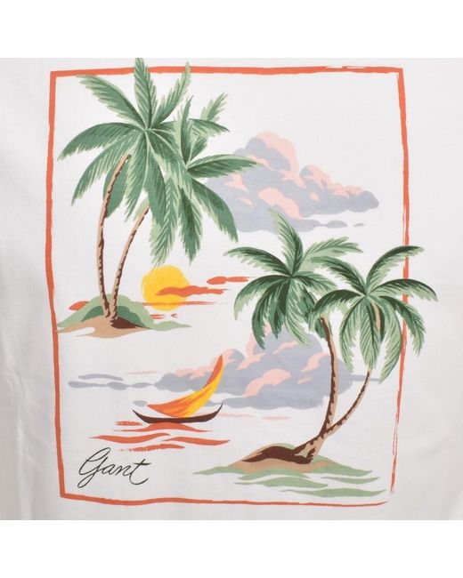 Gant Gray Hawaii Print T Shirt for men