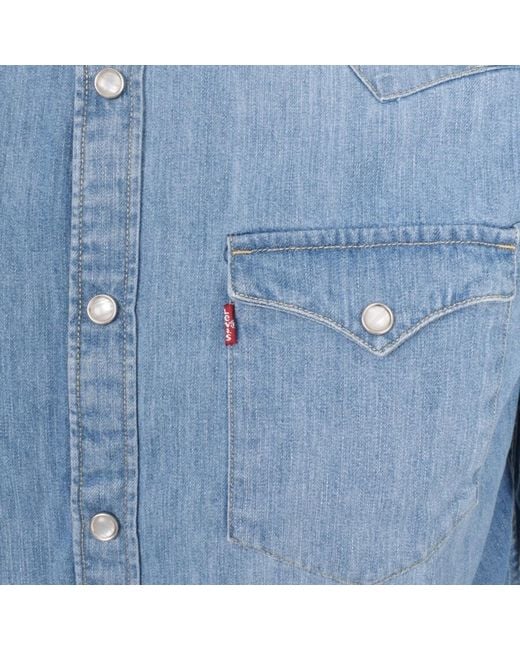 Levi's Blue Barstow Denim Long Sleeve Shirt for men
