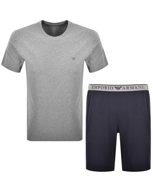 Armani Gray Emporio Short Pyjama Loungewear Set for men