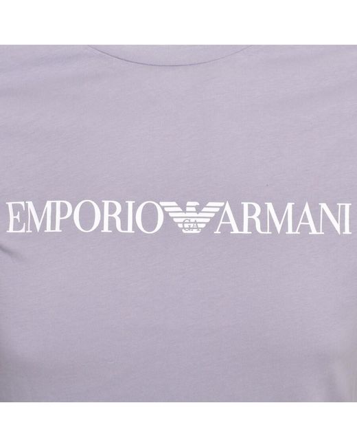 Armani Purple Emporio Crew Neck Logo T Shirt Lilac for men
