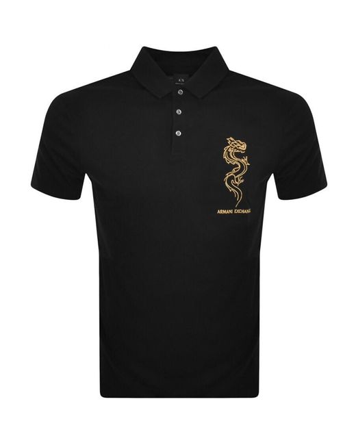 Armani Exchange Black Dragon Logo Polo T Shirt for men