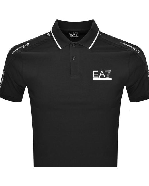 EA7 Black Emporio Armani Tipped Polo T Shirt for men