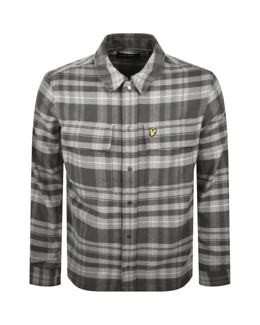 Lyle & Scott Gray Brushed Tartan Overshirt for men