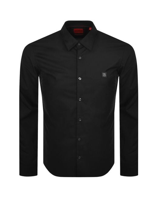 HUGO Black Long Sleeved Ermo Shirt for men