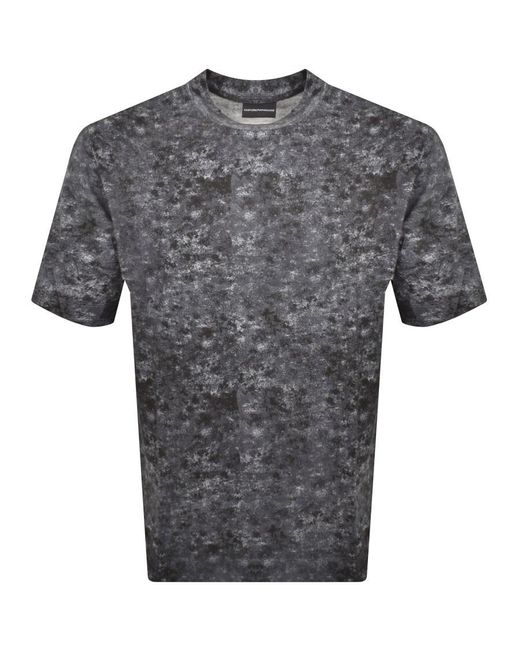 Armani Gray Emporio Crew Neck Logo T Shirt for men