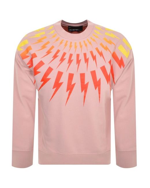 Neil Barrett Pink Fairisle Thunderbolt Sweatshirt for men